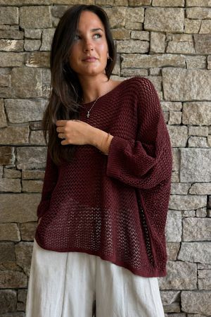 Conrad Grunge Loose Cotton Knit Bordeaux